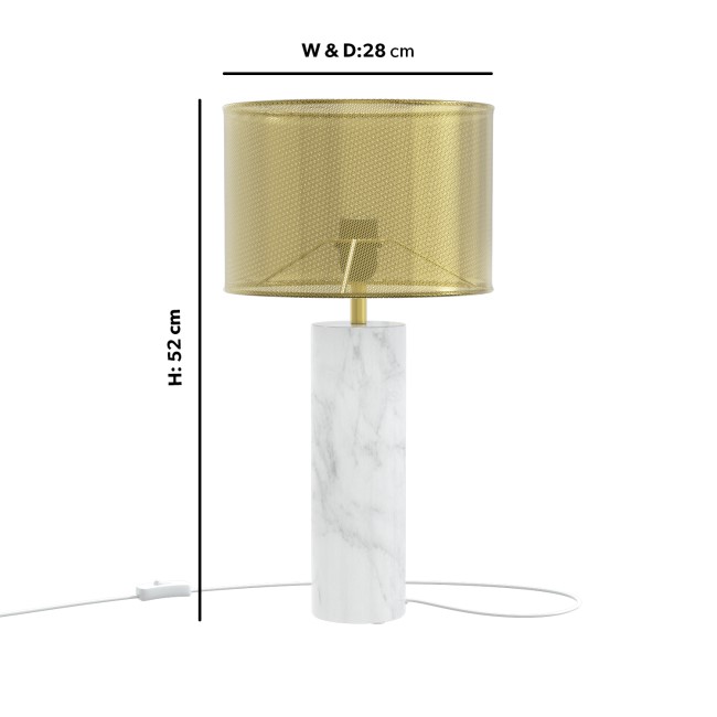 Brass and White Marble Table Lamp - Lincoln