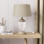 GRADE A1 - Box Opened Sussex Glass Table Lamp with Linen Shade and Wooden Base
