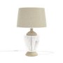 Glass Table Lamp with Linen Shade and Wooden Base - Sussex