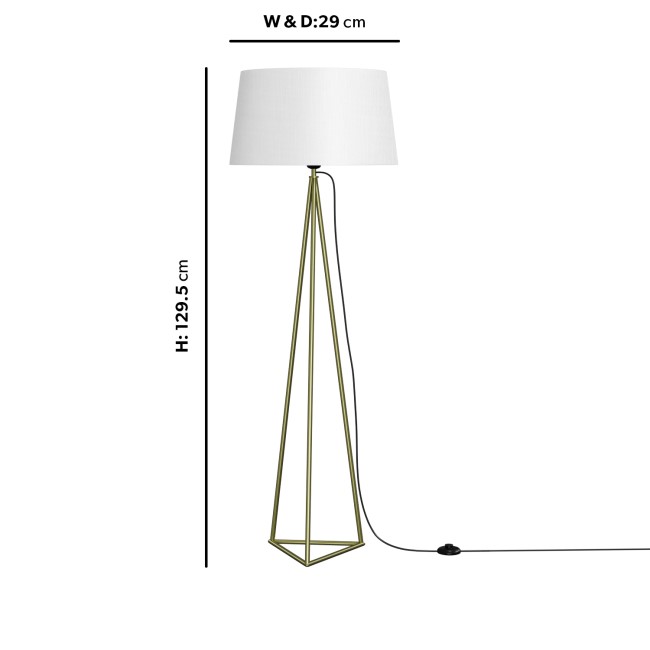 Gold Floor Lamp with White Shade - Winslow