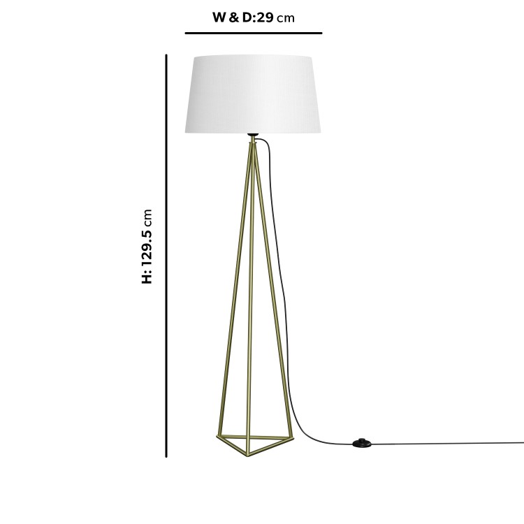 Gold Floor Lamp with White Shade - Winslow