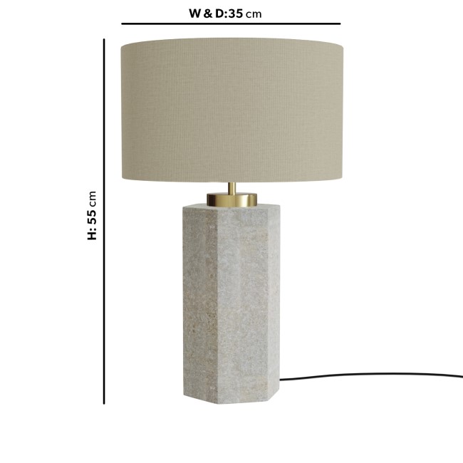 Beige and Concrete Table Lamp with Brass Detail - Fairburn
