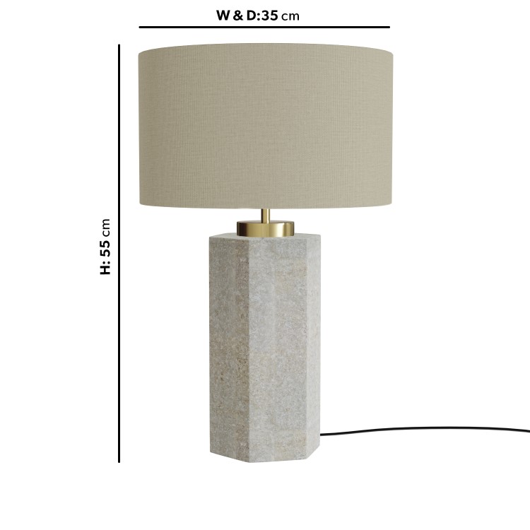 Beige and Concrete Table Lamp with Brass Detail - Fairburn