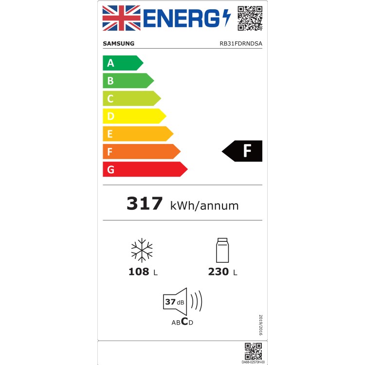 Refurbished Samsung RB31FDRNDSA 308 Litre 60/40 Freestanding Fridge Freezer - Stainless steel