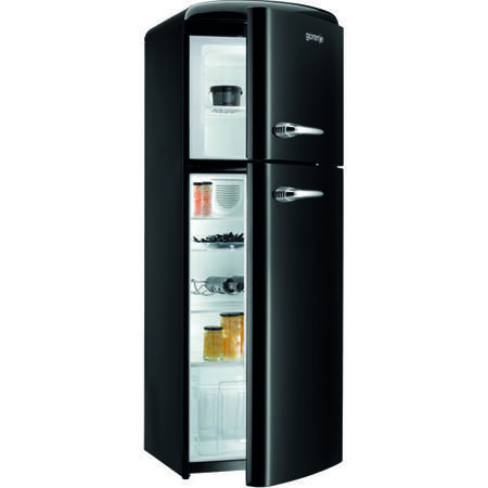 Gorenje RF60309OBK Retro Style Right Hand Hinge Top Mount Freestanding Fridge Freezer Black