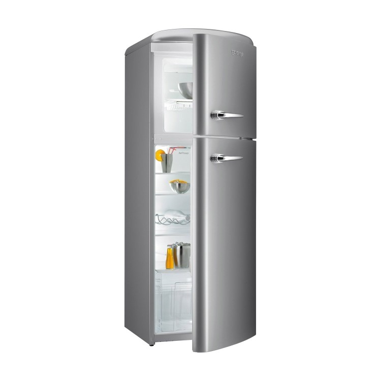 Gorenje RF60309OX Retro Style Right Hand Hinge Top Mount Freestanding Fridge Freezer Metallic Grey
