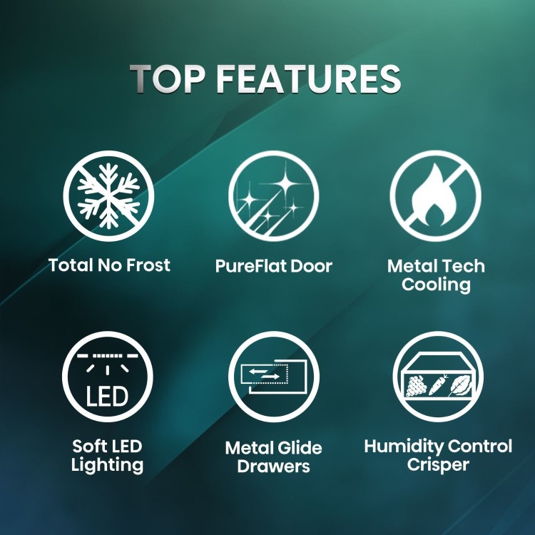 Hisense PureFlat 485 Litre French Style American Fridge Freezer - Stainless Steel