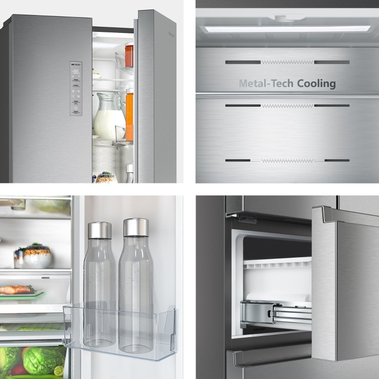 Hisense PureFlat 485 Litre French Style American Fridge Freezer - Stainless Steel