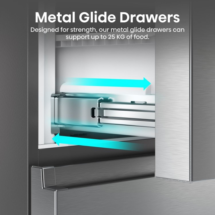 Hisense PureFlat 485 Litre French Style American Fridge Freezer - Stainless Steel