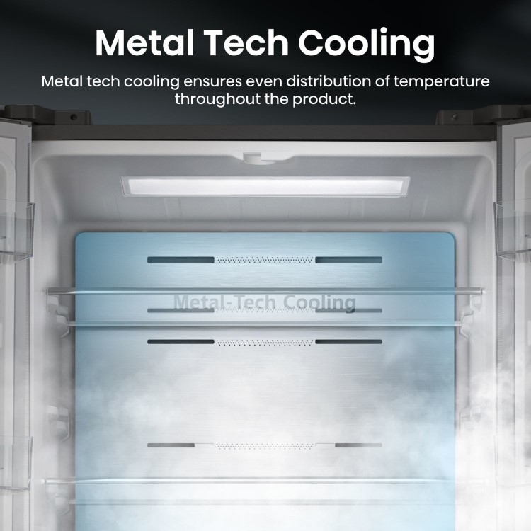 Hisense PureFlat 485 Litre French Style American Fridge Freezer - Stainless Steel