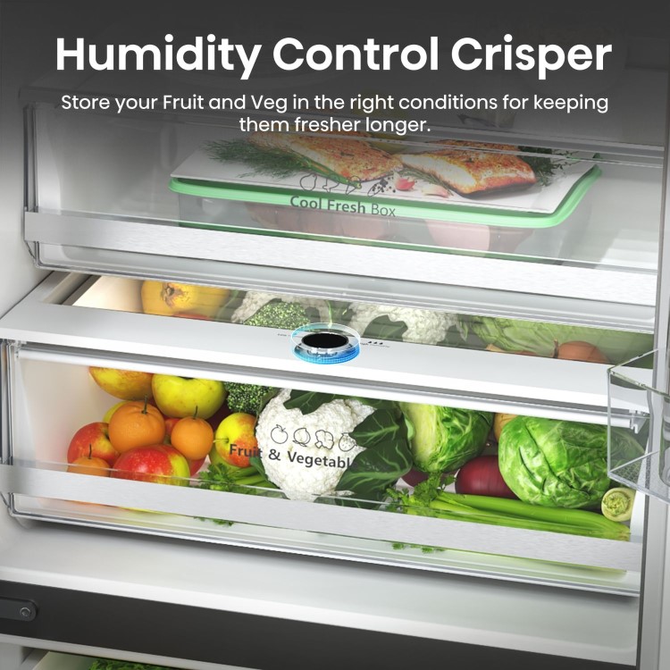 Hisense PureFlat 485 Litre French Style American Fridge Freezer - Stainless Steel