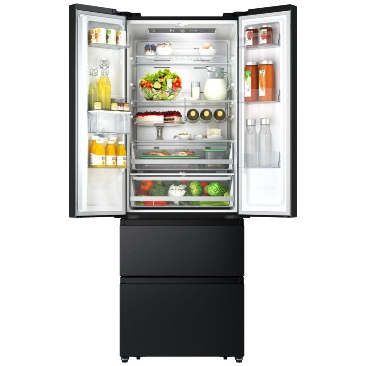 Hisense PureFlat Slim 485 Litre French Style American Fridge Freezer - Black