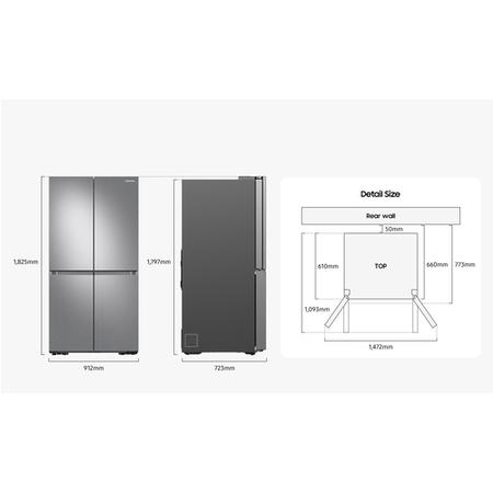 Samsung 647 Litre Four Door American Fridge Freezer With Beverage Centre  - Refined Inox