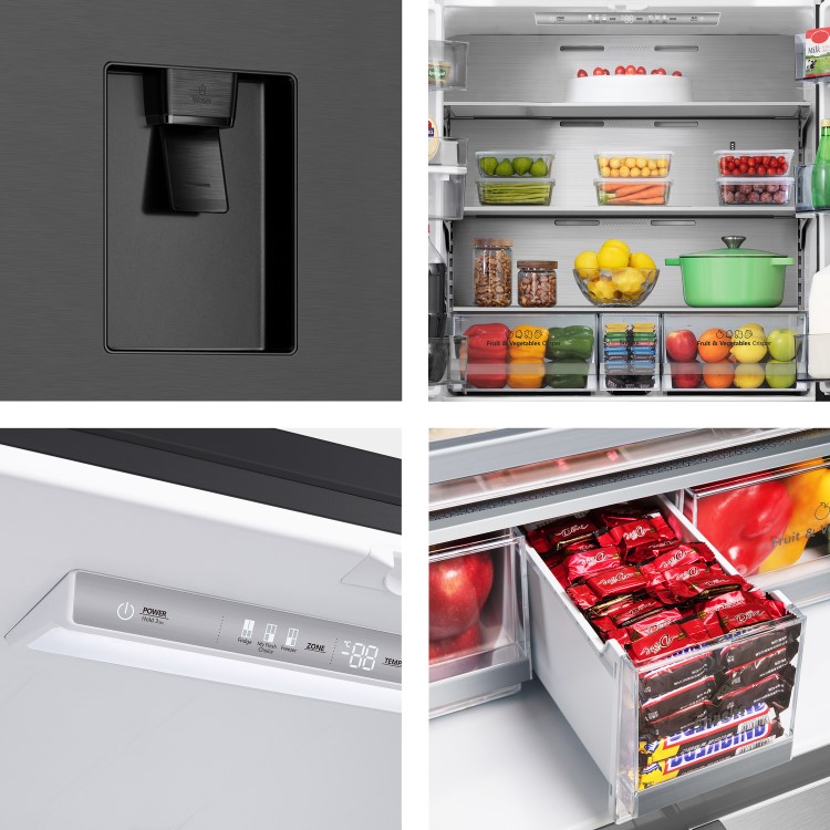 Hisense 579 Litre PureFlat French Door American Fridge Freezer - Black Steel