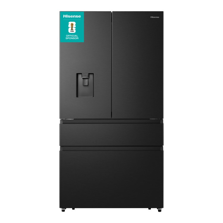 Hisense 579 Litre PureFlat French Door American Fridge Freezer - Black Steel