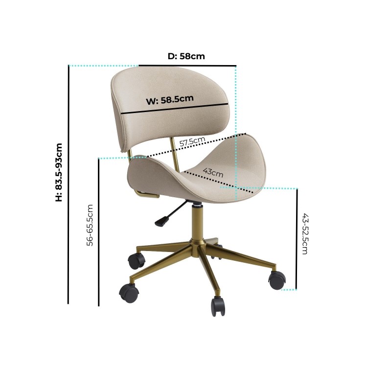 Beige Fabric Swivel Office Chair - Rafa