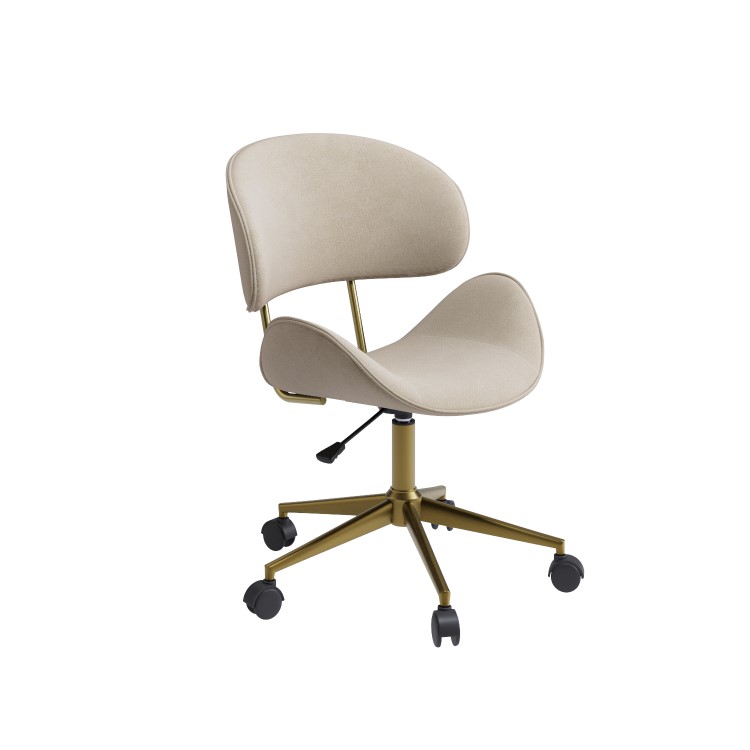 Beige Fabric Swivel Office Chair - Rafa