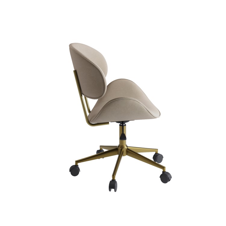 Beige Fabric Swivel Office Chair - Rafa