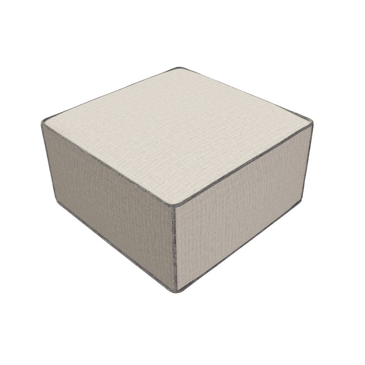 Large Square Light Grey Pouffe Stool in Woven Linen Fabric - Reign