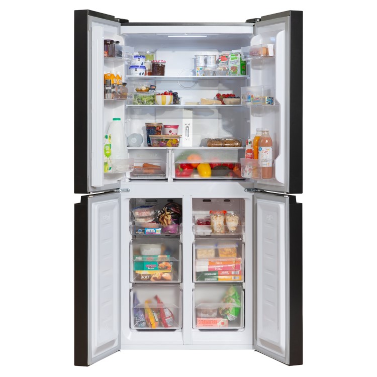 Russell Hobbs 421 Litre Four Door American Fridge Freezer - Black Steel