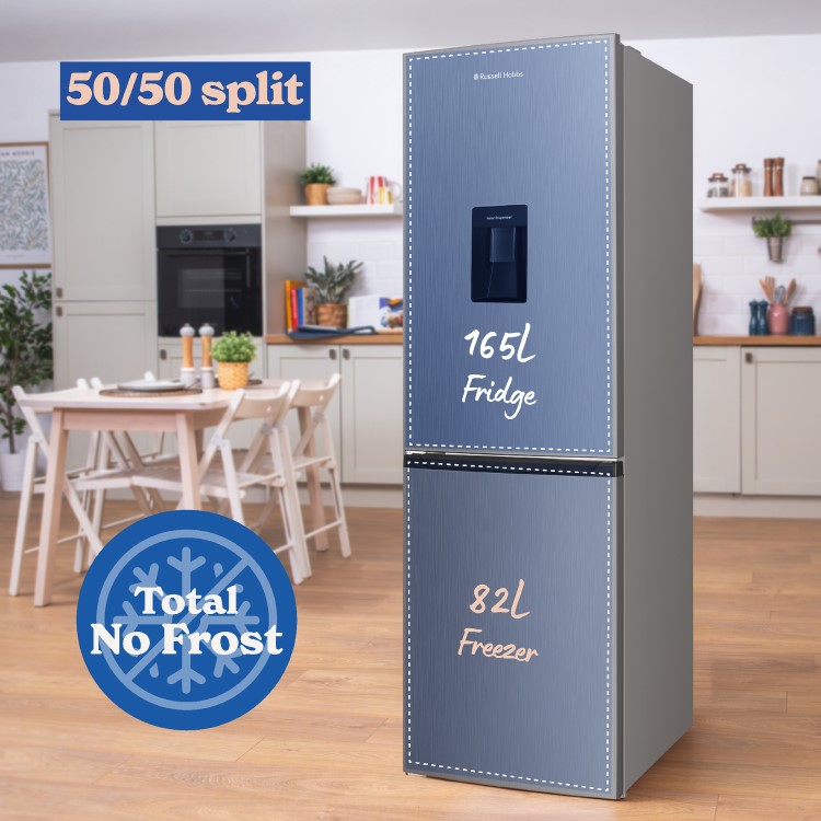 Russell Hobbs 245 Litre 50/50 Fridge Freezer with Water Dispenser - Stainless Steel