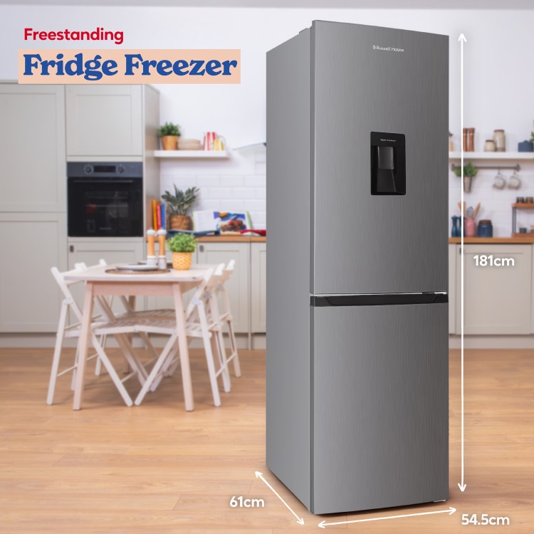 Russell Hobbs 245 Litre 50/50 Fridge Freezer with Water Dispenser - Stainless Steel