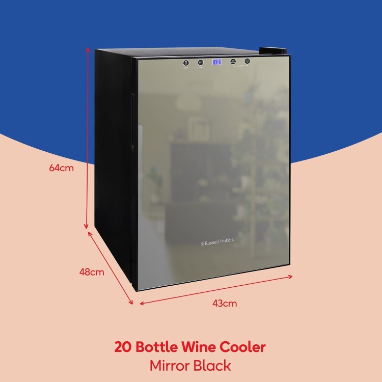 Russell Hobbs 20 Bottle Capacity Single Zone Freestanding Wine Cooler - Black