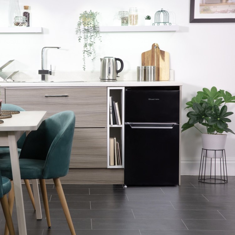 Refurbished Russell Hobbs RH47UCFF1B Freestanding 90 Litre Under Counter Top Mount Fridge Freezer Black