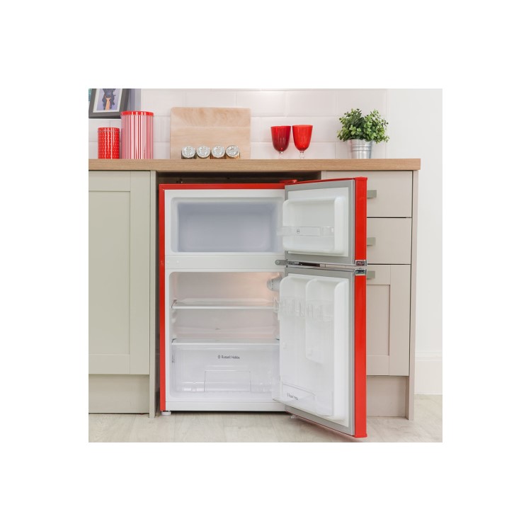 Russell Hobbs RHUCFF50R Under Counter Top Mount Freestanding Fridge Freezer - Red