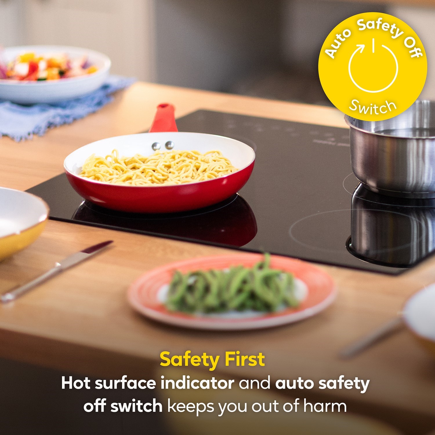 Russell Hobbs 59cm 4 Zone Ceramic Hob Safety First