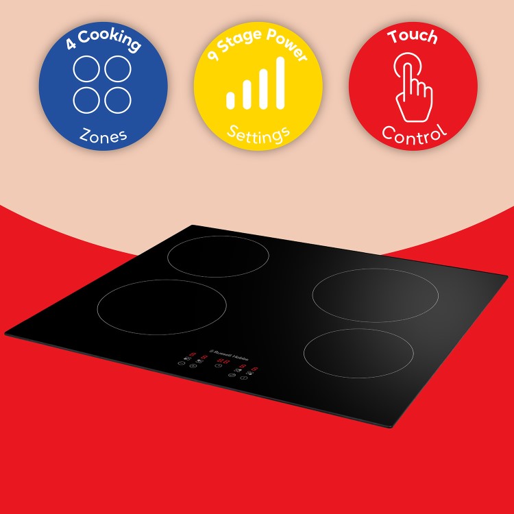 Russell Hobbs 59cm 4 Zone Electric Hob with Touch Controls