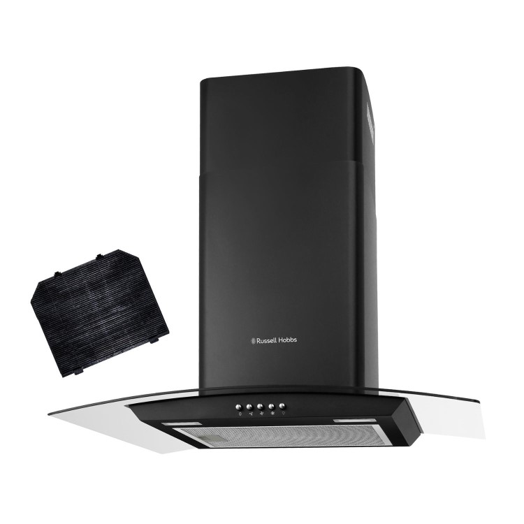 Russell Hobbs 60cm Curved Glass Chimney Cooker Hood - Black