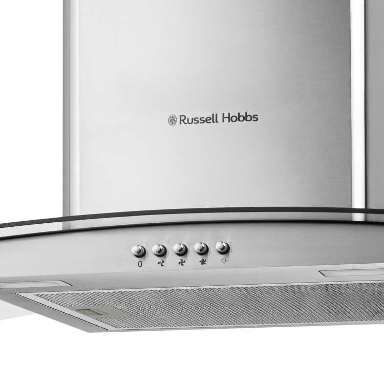 Russell Hobbs 60cm Curved Glass Chimney Cooker Hood - Stainless Steel