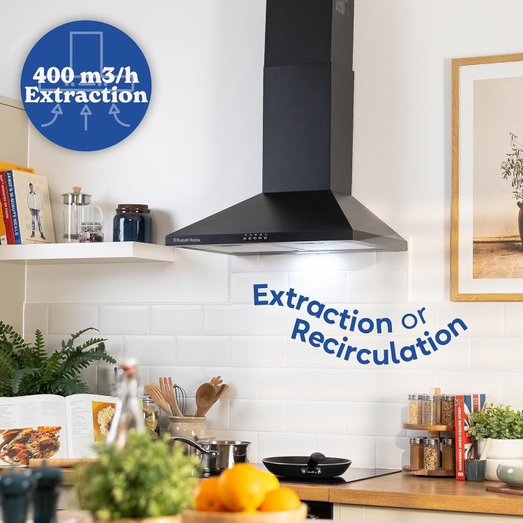 Russell Hobbs 60cm Chimney Cooker Hood - Black