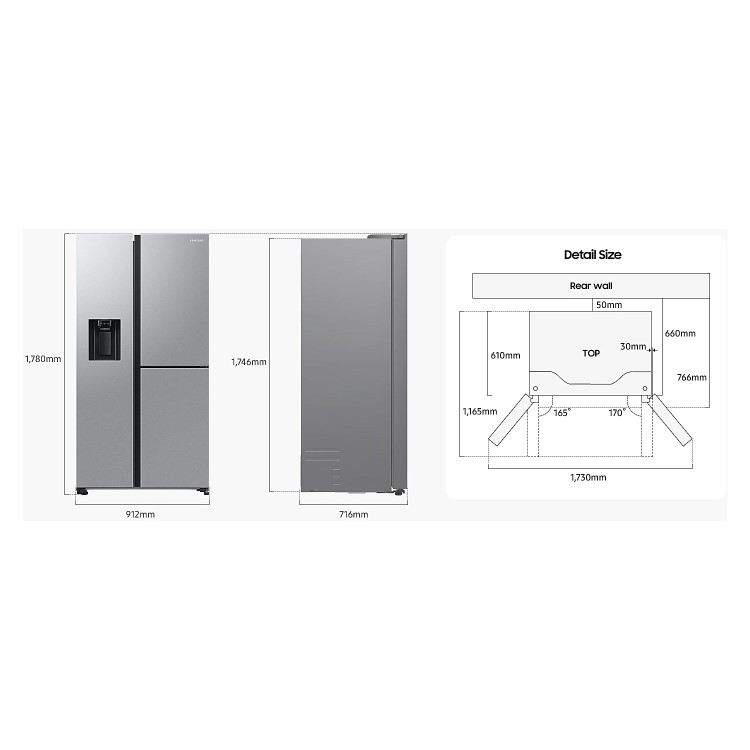 Samsung 627 Litre Side-By-Side American Fridge Freezer - Black