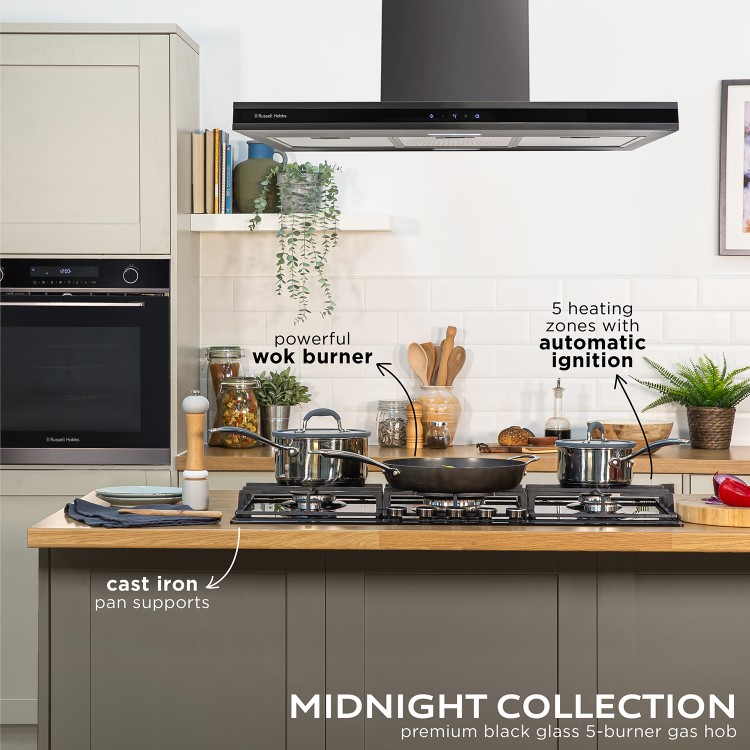Russell Hobbs 75cm Gas Hob - Black
