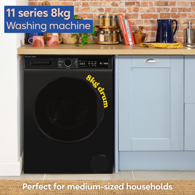 Russell Hobbs 11 Series 8kg 1400rpm Washing Machine - Black