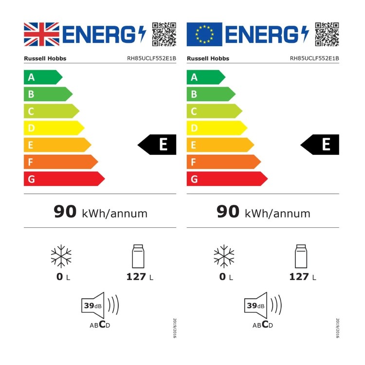 Refurbished Russell Hobbs RH85UCLF552E1B Under Counter Larder Fridge Black