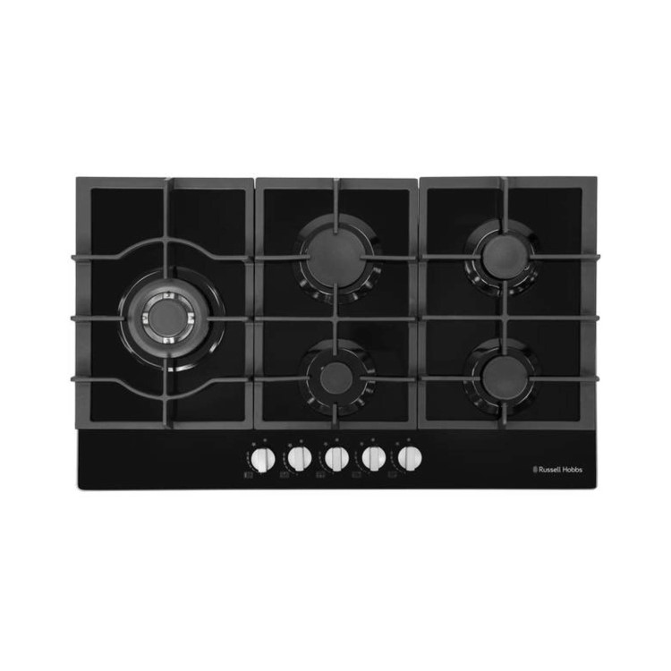 Russell Hobbs RH86GH701B Black Glass 86cm Wide 5 Burner Gas Hob
