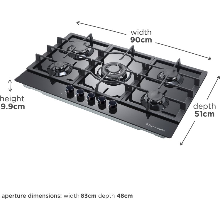 Russell Hobbs 86cm Gas Hob - Black