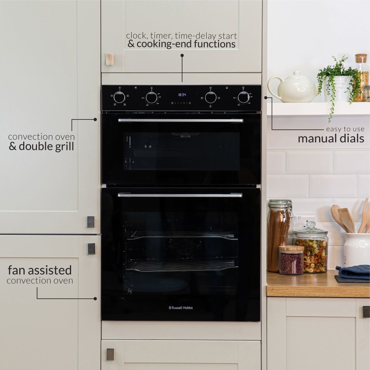 Russell Hobbs Built-In Electric Double Oven - Black