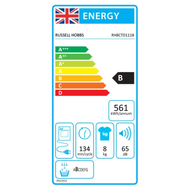Russell Hobbs 11 Series 8kg Condenser Tumble Dryer - Black