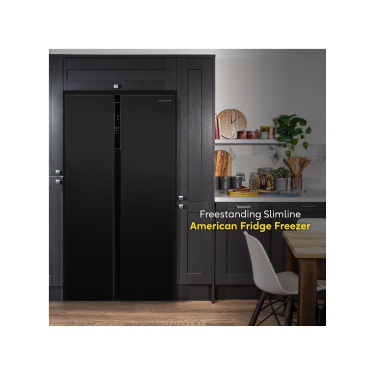 Refurbished Russell Hobbs 442 Litre Side-By-Side American Fridge Freezer - Black