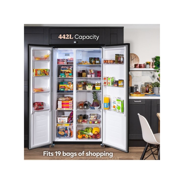 Refurbished Russell Hobbs 442 Litre Side-By-Side American Fridge Freezer - Black