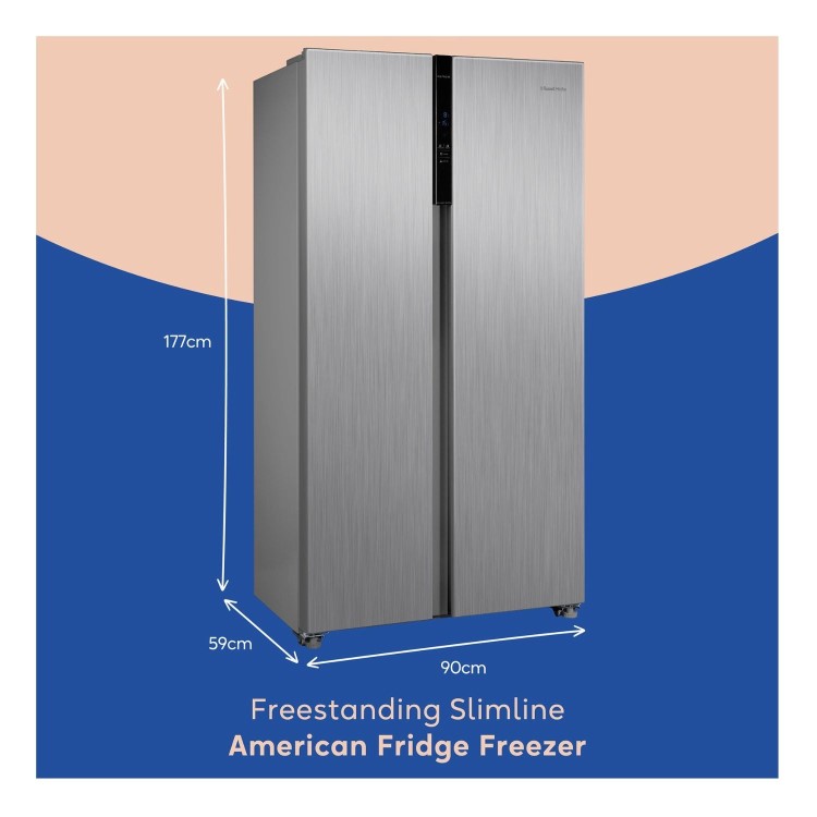 Refurbished Russell Hobbs 442 Litre Side-By-Side American Fridge Freezer - Stainless Steel