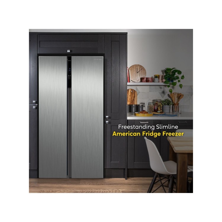 Refurbished Russell Hobbs 442 Litre Side-By-Side American Fridge Freezer - Stainless Steel