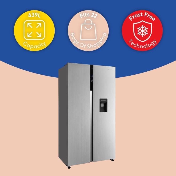 Russell Hobbs 439 Litre Side-By-Side American Fridge Freezer - Stainless Steel