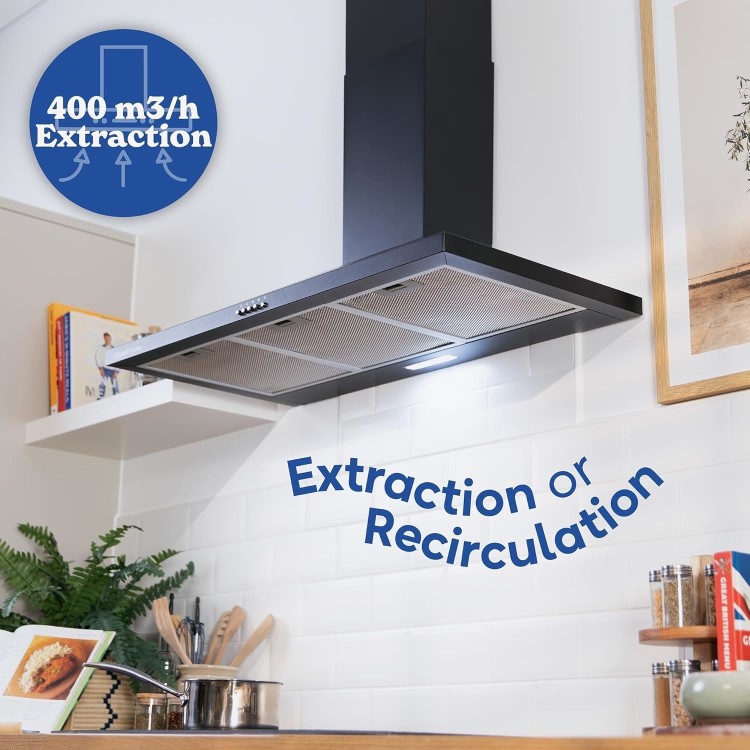 Russell Hobbs 90cm Chimney Cooker Hood - Black