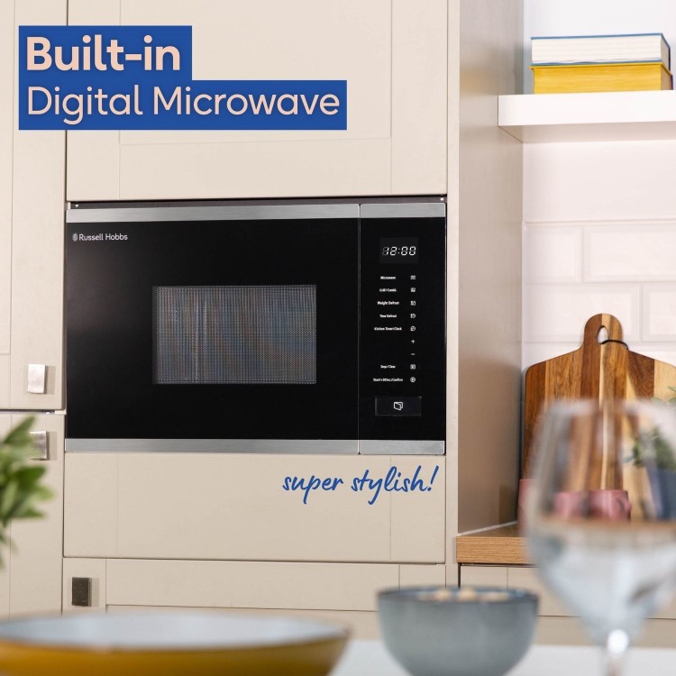 Russell Hobbs Built-In 800W Microwave & Grill - Stainless steel