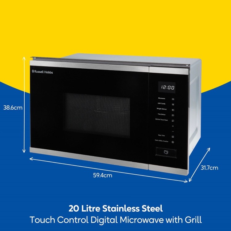 Russell Hobbs Built-In 800W Microwave & Grill - Stainless steel